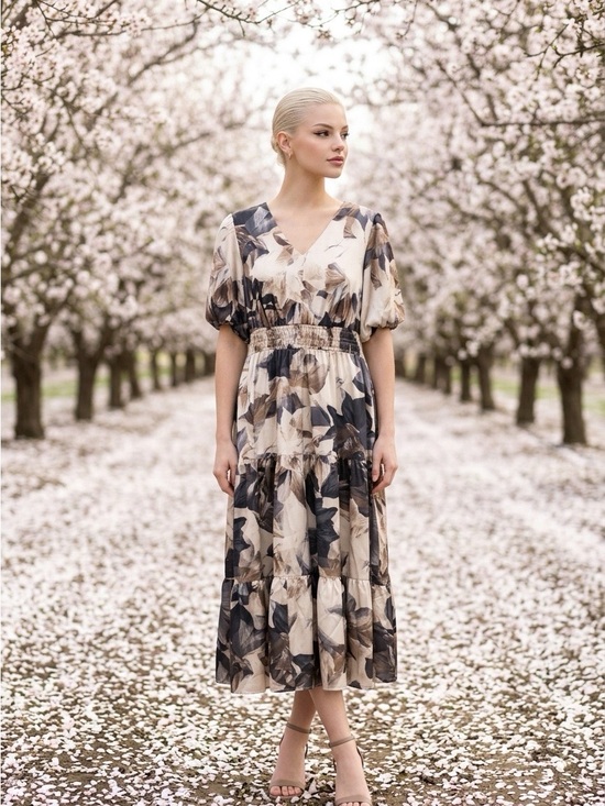 Rachel Zoe Dresses & Skirts - 2341 - Boho-Chic Elegance: Rachel Zoe Floral V-Neck Midi Dress, L